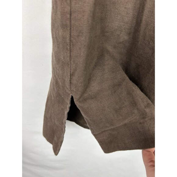 Talbots Womens Knee Length Shift Dress Size 14  Brown 100% Linen Sleeveless - Picture 8 of 9
